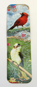 Закладка картонная "Птицы" блёстки
