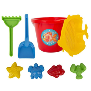 Набор игрушек. "Дай Краба!" 4 формочки, ведро, сито. грабли лопатка