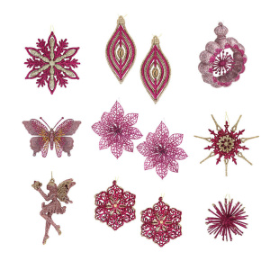 Подвесное украшение 10*22см "Пряный глинтвейн" пластик, 9 дизайнов, пурпурный/ розовый/золото