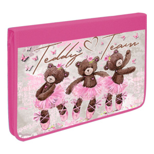 Папка для труда А4 1 отд. молн. вокруг Три медвежонка, ткань, ламинат