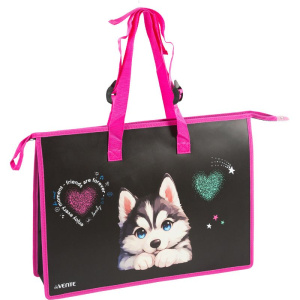 Папка А3 (467*338*100) с ручками, молния, пластик Cute Husky