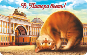 Магнит сувенирный  СПБ В Питере быть! Котик-Арка
