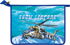 Папка д/ труда А4 (335*240*85) 2отд. молния сверху, пластик/ламинат "Вертолет в горах"