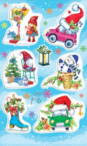 Наклейки новогодние "Гномы" 15*9см