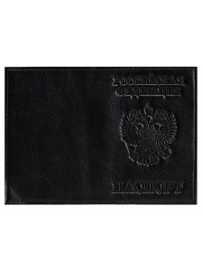 Обложка для паспорта натуральная кожа Герб и Флаг, черный , тисн.конгрев