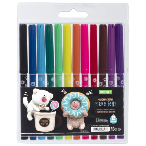 Фломастеры  12цв "Hatber. Кофейные коты" вентилир.колпачок