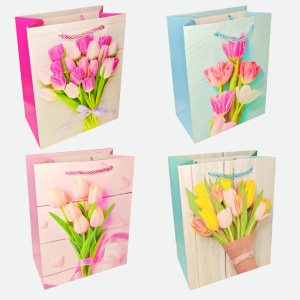 Пакет подар. бумажн. 18*24*8,5 см 210 гр/м2 Tulip, микс дизайнов