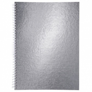 Тетрадь А4  96л кл. гребень бумвинил Hatber "METALLIC Серебро"