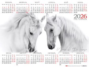 Календарь настенный листовой  598*450мм на 2026г.  Год лошади. Парочка