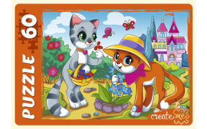 Пазлы   60 элементов  237*330мм. "Милые котята и замок"