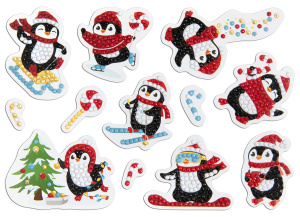 Алмазная мозаика 20*14см "Наклейки Пингвины"