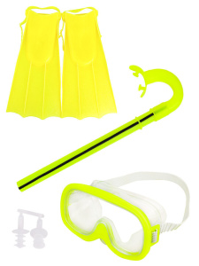 Комплект для плавания (ласты,трубка, маска) размер М, 4 цвета