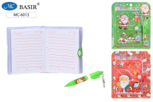 Блокнот  А7 клеевой кор. "Новогодние" лин, на кнопке + ручка