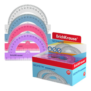 Транспортир 180гр. 10 см пласт. тонир., ассорти