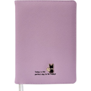 Ежедневник недат. А5 deVENTE   Be happy! 320стр.,сиреневый, тв.обл.,кожзам.,с брошью, ляссе, 70гр/м2