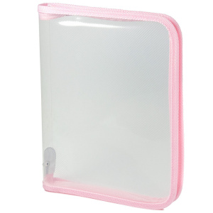 Папка д/тетрад. А5 (230*180*25) 1отд. молния вокруг, пластик "Офис б/цв Розовая