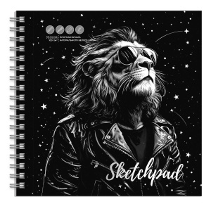 Скетчпад 195*195мм  40л., гребень, 100гр/м2 "Лев"