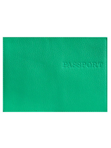 Обложка для Паспорта натуральная кожа PASSPORT зеленый, тисн.конгрев