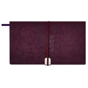 Планинг дат. 2024г, 175*95мм  64л., кож.зам., мягк.пер. "Тиволи глосс бордовый" блинт.тисн., ляссе