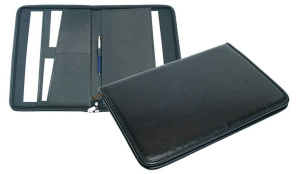 Папка деловая к/з А4 30мм 1 отделение Чёрная, на молнии