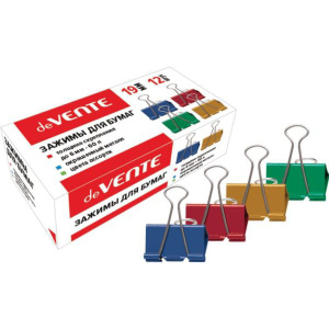 Зажим д\бум. мет. цветные deVENTE 19мм.