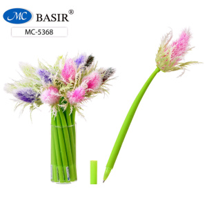 Ручка шариковая "Цветы" синяя, 0,5мм, кор. прорезин.