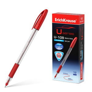 Ручка шар. ЕК ULTRA GLIDE CLASSIC STICK U-109 красная, прозр.корп.1мм