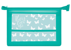 Папка д/труда А4 (325*230*100) 1отд. молния сверху, пластик "Белые бабочки"