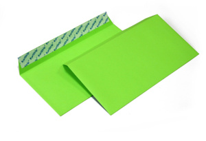 Конверт 114*229мм зеленый, силик.лента