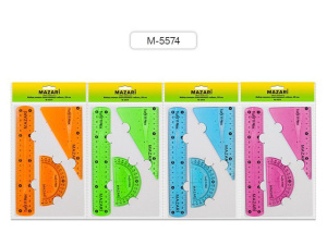 Набор геометр. ГИБКИХ линеек: линейка 20см, треугольник 30*60*90, транспортир