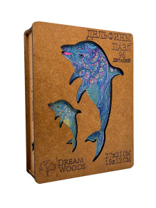 Пазлы фигурные 92 элемента 2шт 168*80мм, 260*120мм "Дельфины"