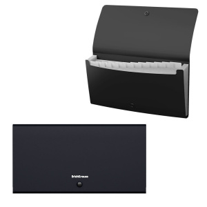 Папка 12 отд. на кнопке 260*138мм Matt Classic, черная