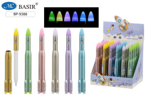 Ручка шариковая "Ракета" синяя, с фонариком*