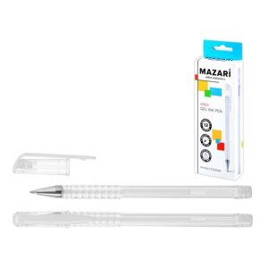 Ручка гелевая MAZARI IRBIS белая, пулевид.након. 0,8мм, стержень 130мм