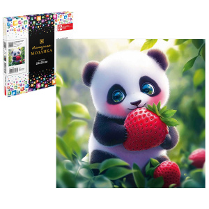 Мозаика алмазная по номерам на холсте 20*20см "Маленькая панда" с подрамником