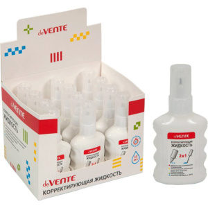 Корректирующая жидкость deVENTE, 13мл., 2 в 1, в бутылочке с кисточкой и метал. наконечником,
