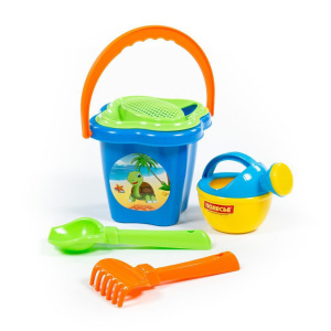 Набор игрушек. Ведро-цветок среднее, ситечко-цветок, совок №2, грабельки №2, лейка малая №3