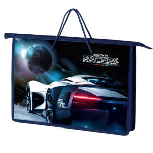 Папка А4 (340*245*45) с ручками, молния, пластик "Space auto"