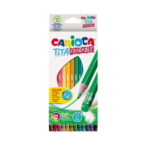 Карандаши цвет. 12цв "Carioca Tita Erasable" трехгранные, пластик, стираемые