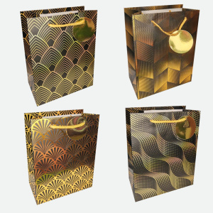 Пакет подар. бумажн. 26*32*12 см 210 гр/м2 Чёрное золото