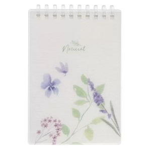 Записная книжка А6 пластик, эластичн.гребень, 80л. "Natural blue flowers" тисн.фольгой