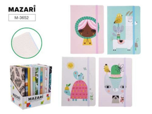 Блокнот А5 7БЦ  96л "Mimi" на резинке, лин. 4 дизайна