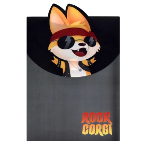 Папка д/тетрад. А4 (310*220) на липучке, пластик "Рок корги" фигурн.выруб., УФ-печать