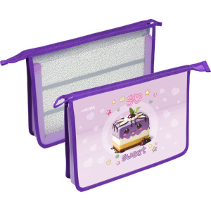 Папка д/труда А4 (337*243*80) 2отд. молния сверху, пластик" So Sweet" конгр.тиснение