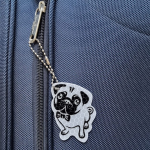 Брелок светоотражающий пластик осн. "Мопс" 50мм