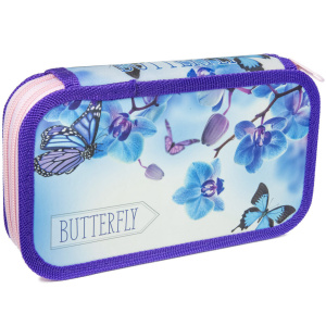 Пенал 2 отд. (190*105) Бабочки и орхидеи, soft, тканевый торец