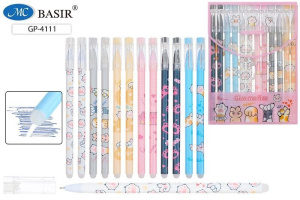 Ручка гелевая стираемая Basir "Лапки" синяя, 0,5мм