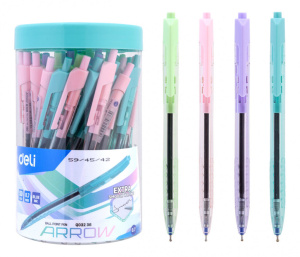 Ручка шар. Deli Arrow  автомат, синяя, 0,7мм