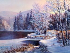 Живопись по номерам с акрилом 40*50см "Русская зима"