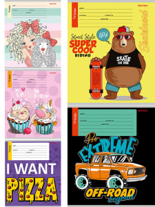 Тетрадь А5 12л косая лин. с доп.горизонт.лин. Проф-Пресс "Микс" 5диз.в сп.,белизна 100%